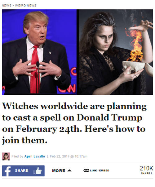 Witches plan to curse President Trump