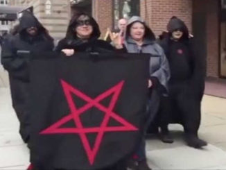 Satanists march against Trump.