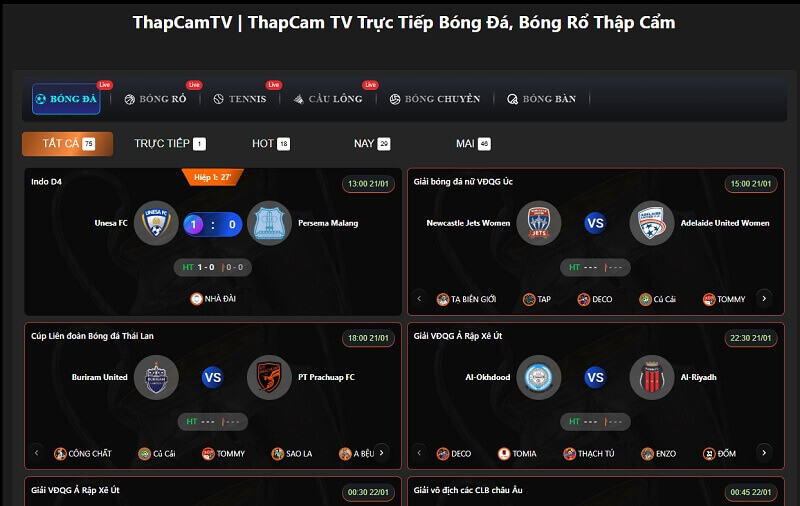Thapcam Tv - Kênh trực tiếp bóng đá chất lượng nhất hiện nay